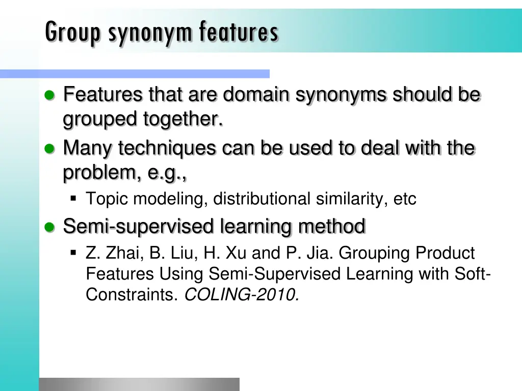 group synonym features