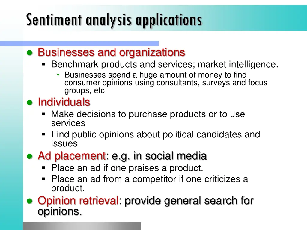sentiment analysis applications