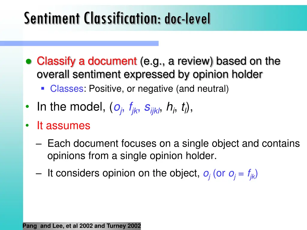 sentiment classification doc level