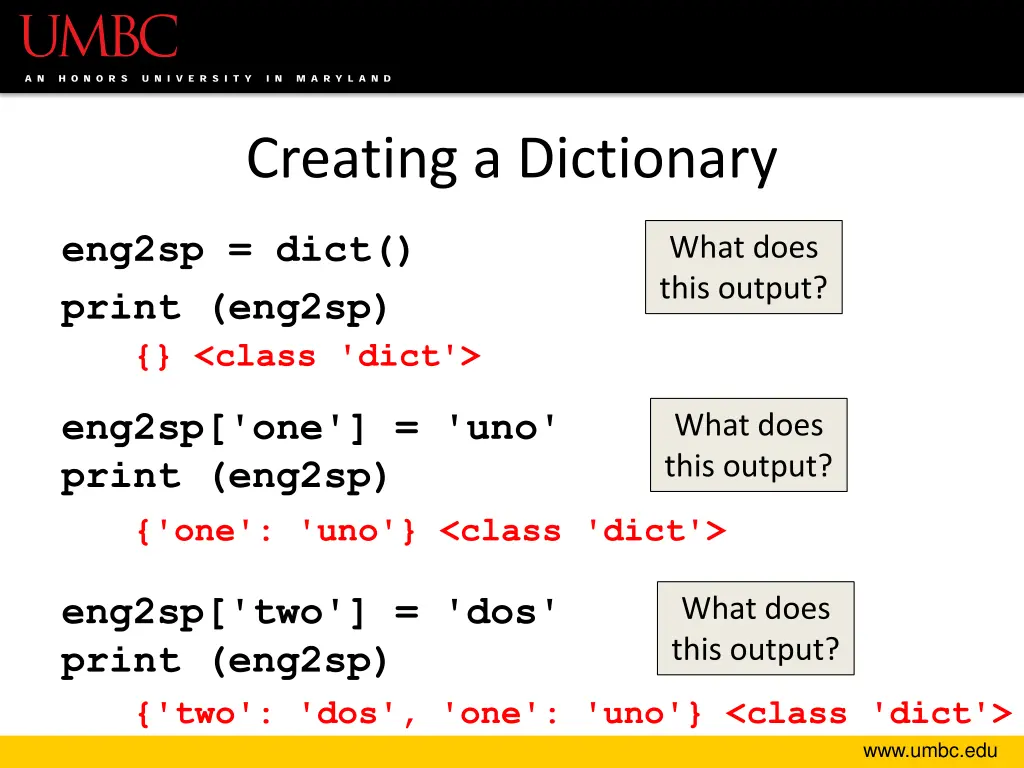creating a dictionary