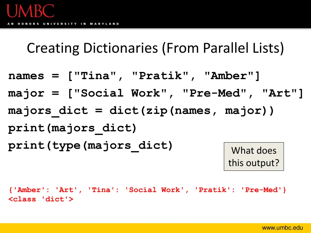 creating dictionaries from parallel lists 2