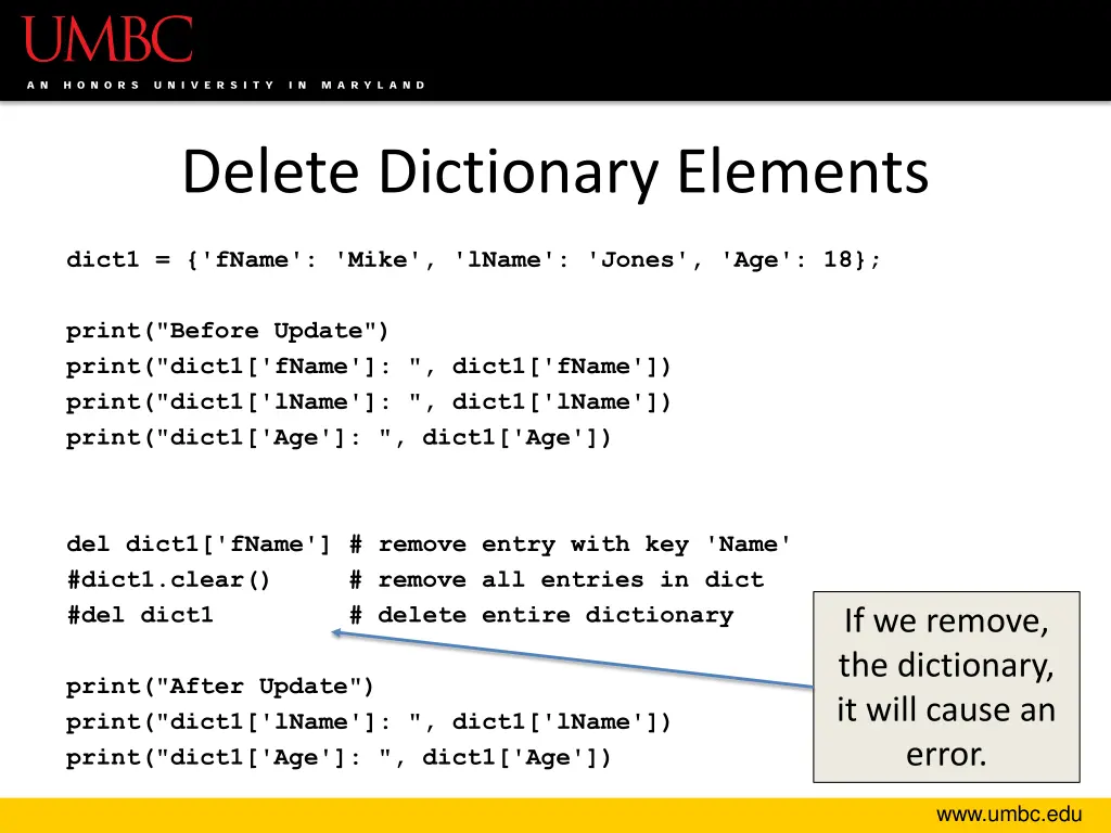 delete dictionary elements 1