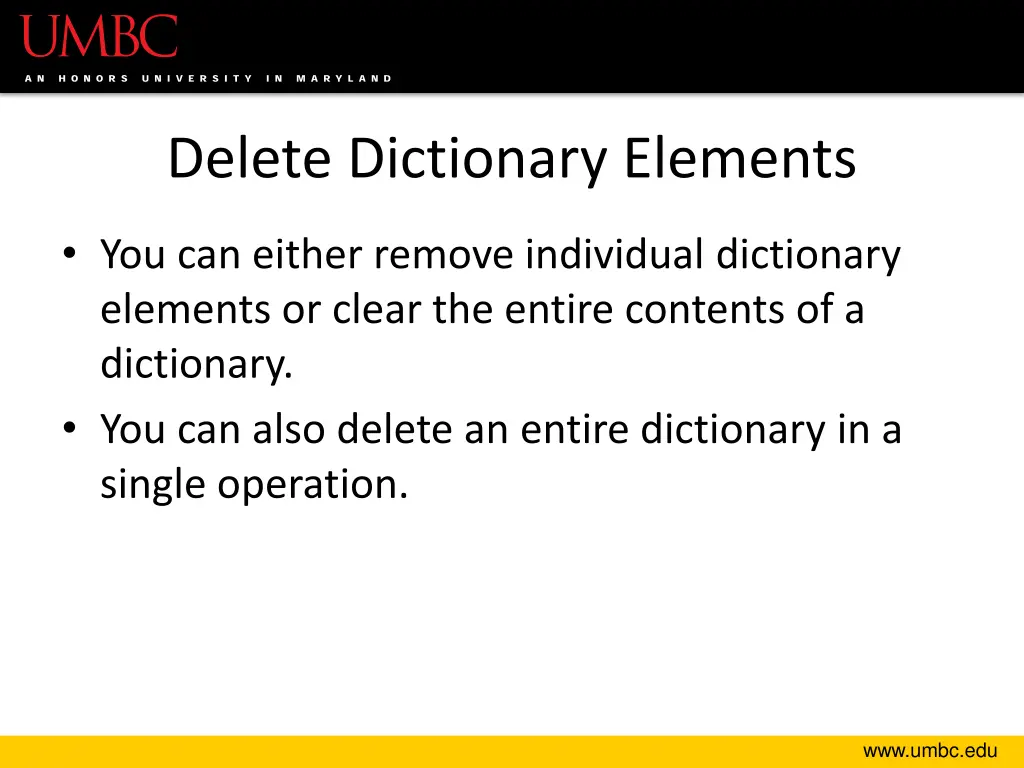 delete dictionary elements