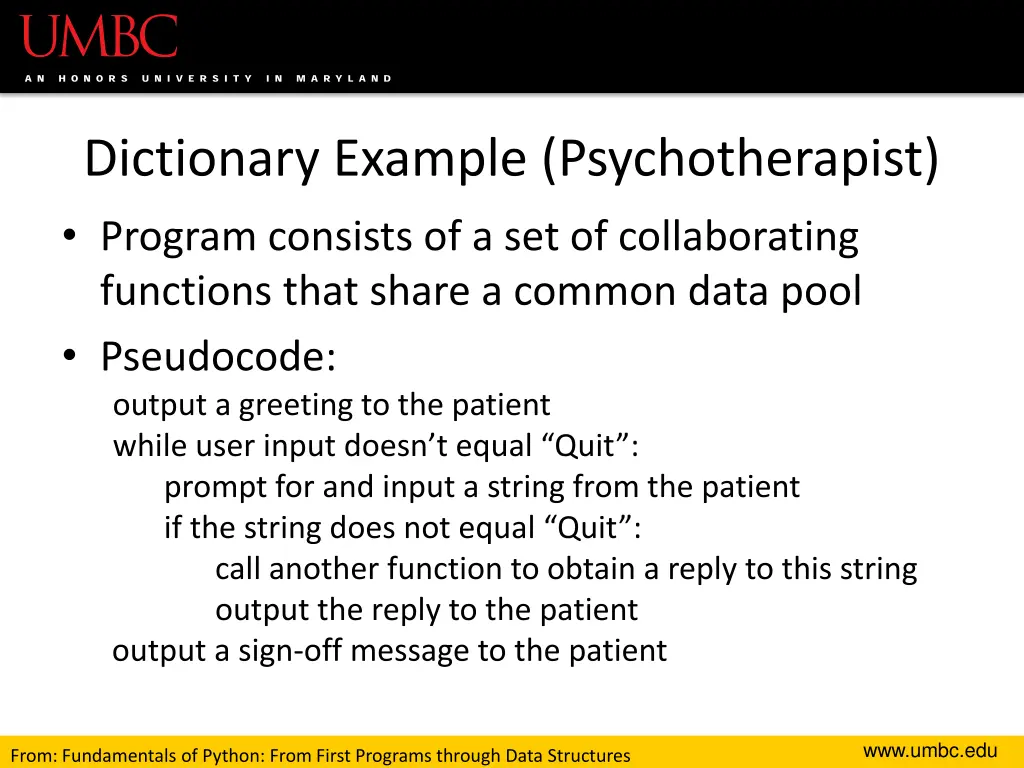 dictionary example psychotherapist program