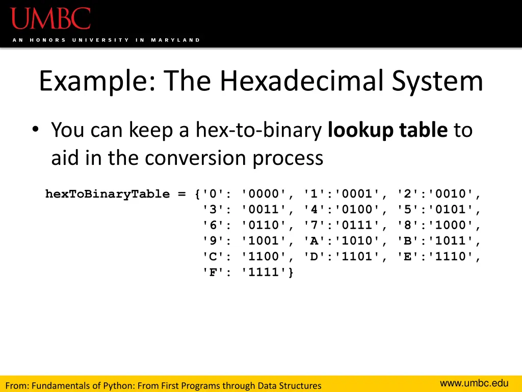 example the hexadecimal system