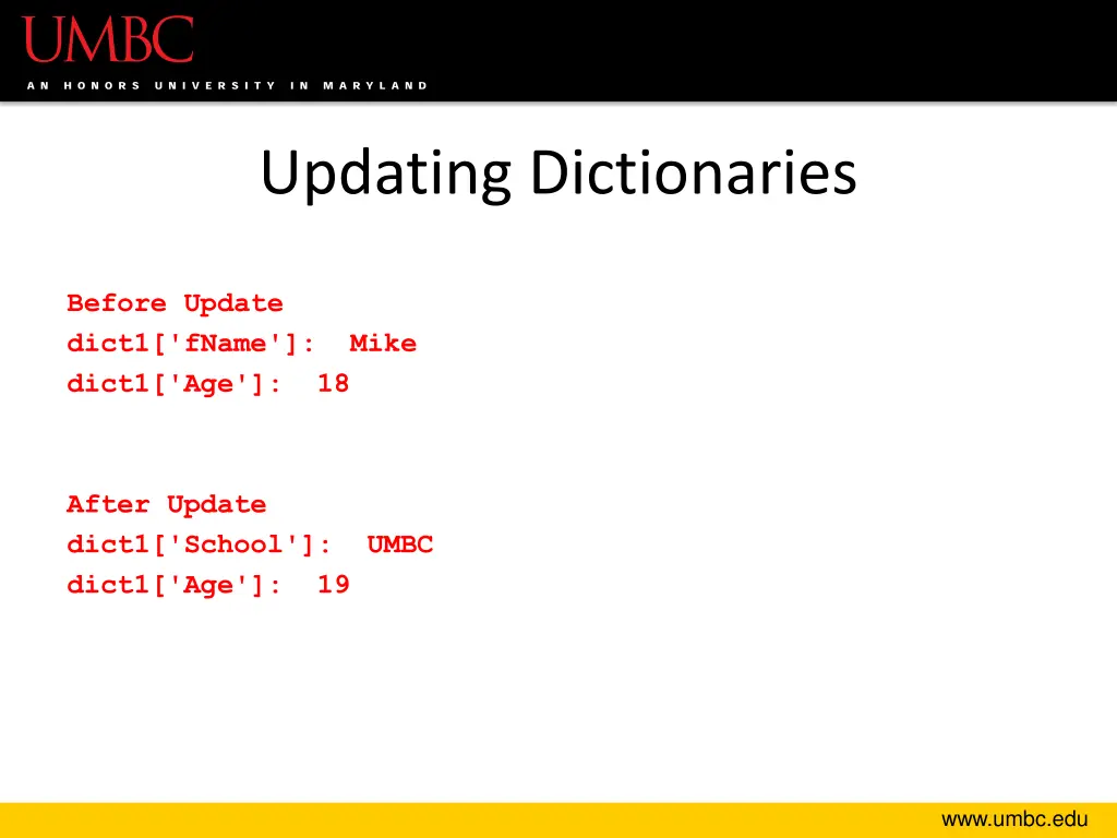 updating dictionaries 1