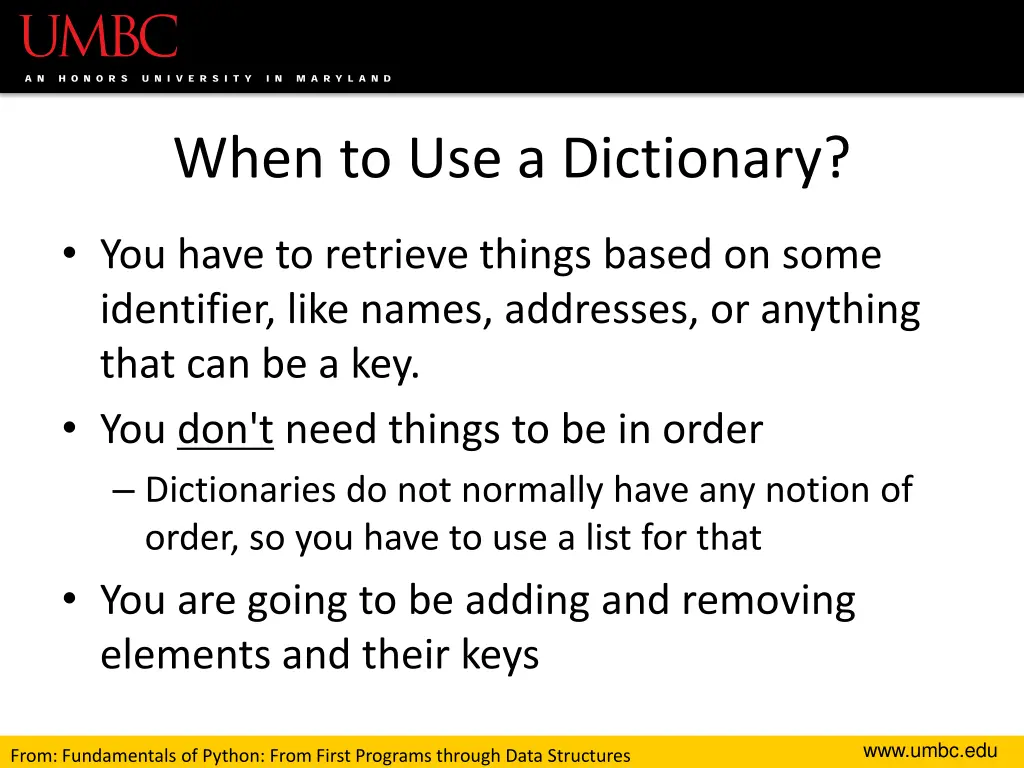 when to use a dictionary