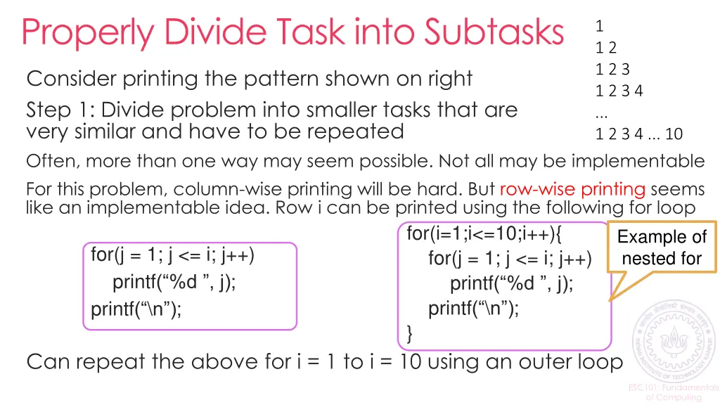 properly divide task into subtasks
