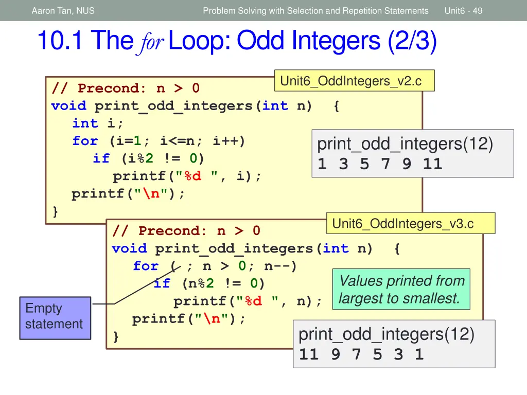 aaron tan nus 10 1 the for loop odd integers 2 3