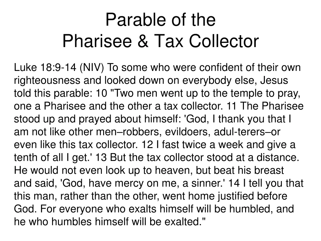 parable of the pharisee tax collector