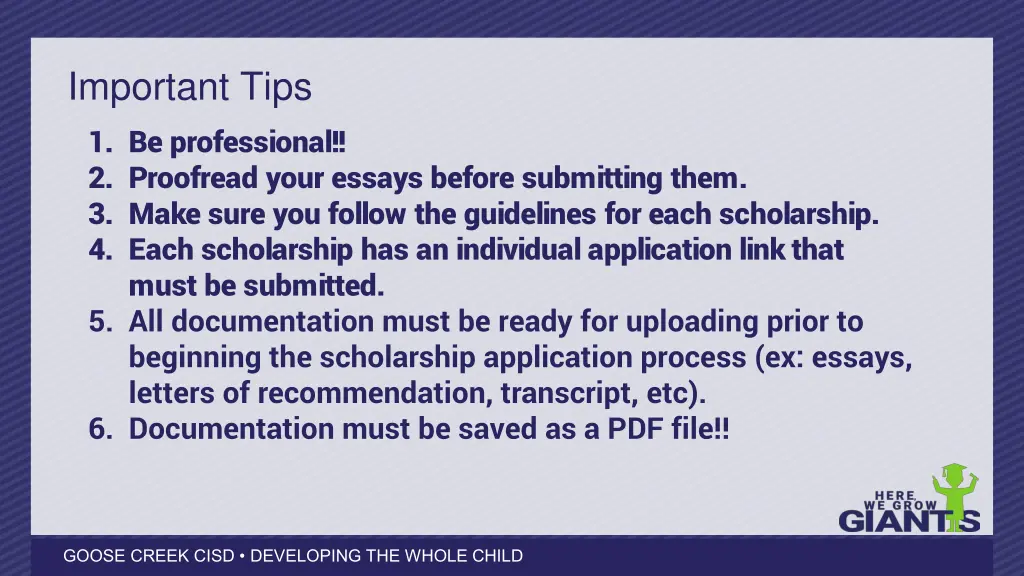 important tips 1 be professional 2 proofread your