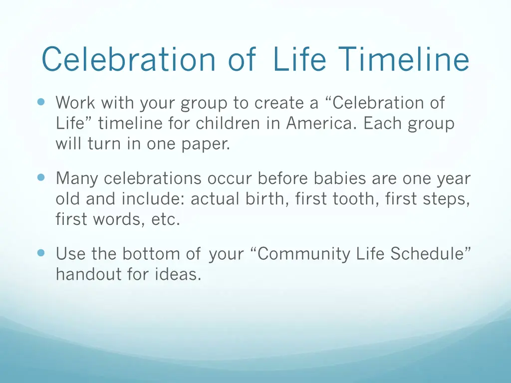 celebration of life timeline