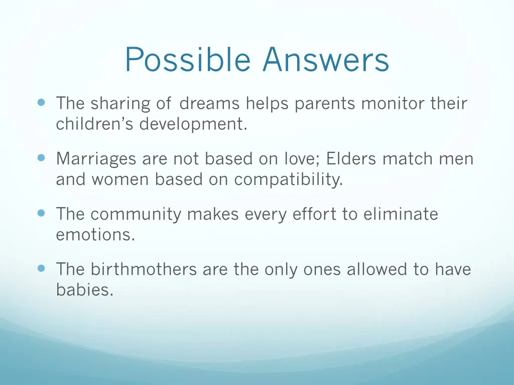 possible answers