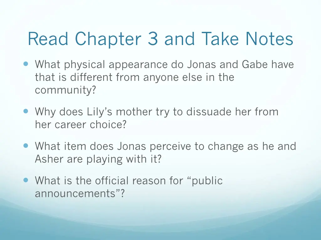 read chapter 3 and take notes
