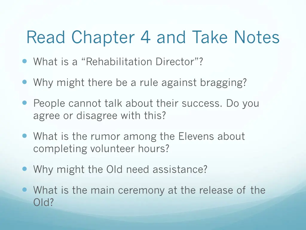 read chapter 4 and take notes