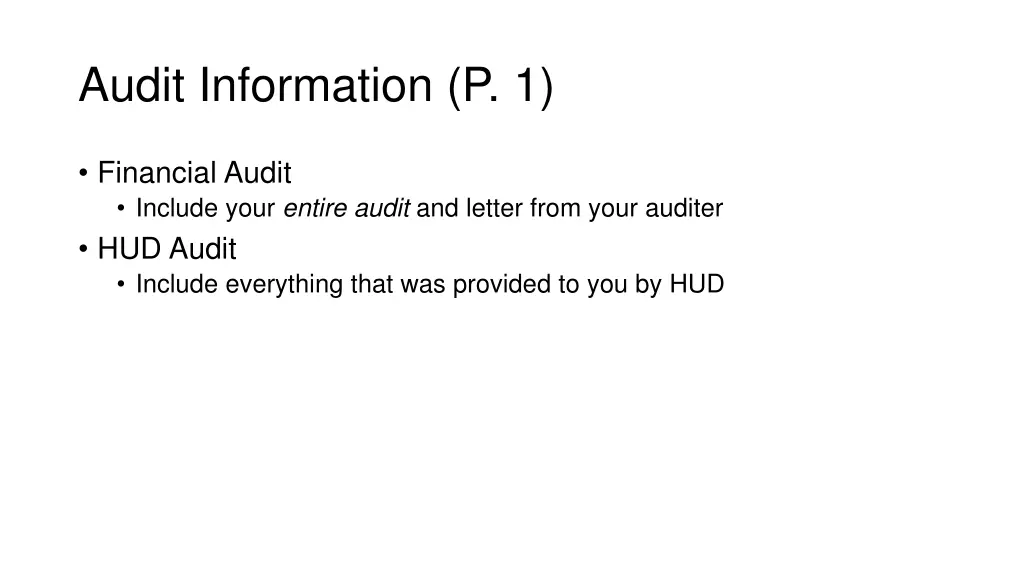 audit information p 1