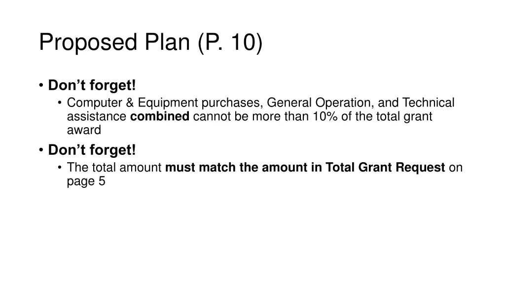 proposed plan p 10