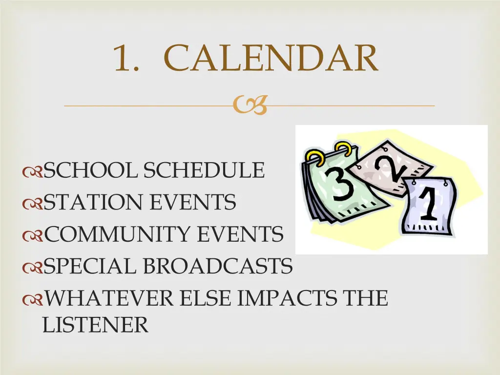 1 calendar