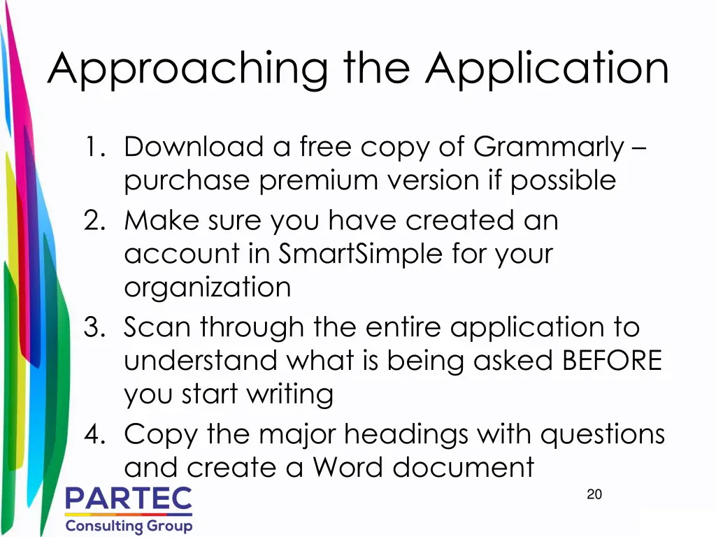 approaching the application