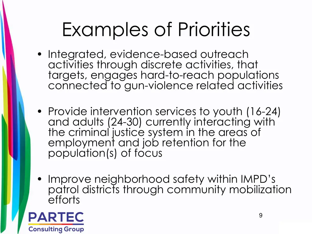 examples of priorities