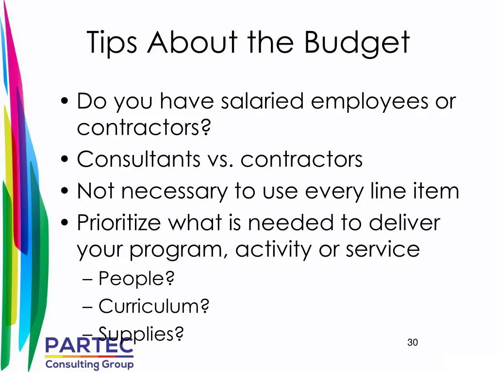 tips about the budget