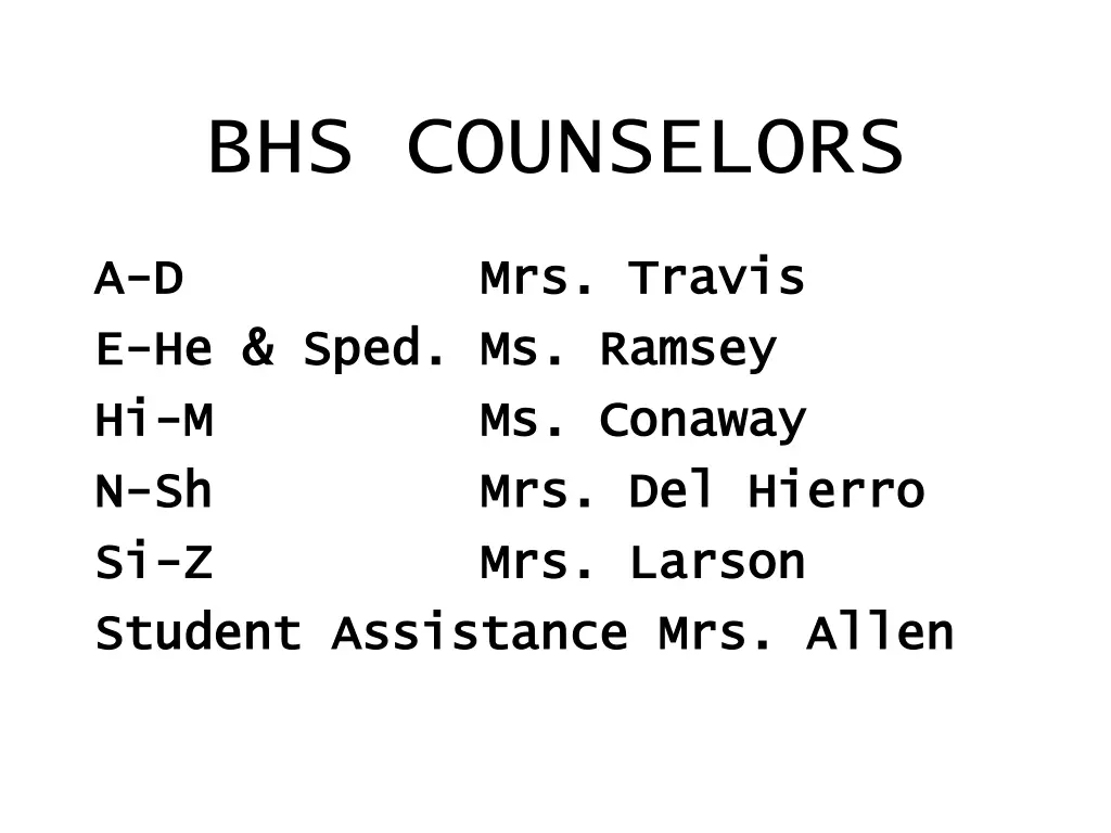 bhs counselors