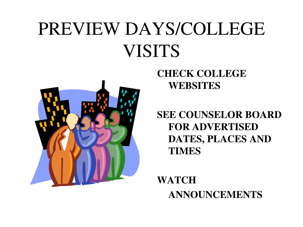 preview days college visits