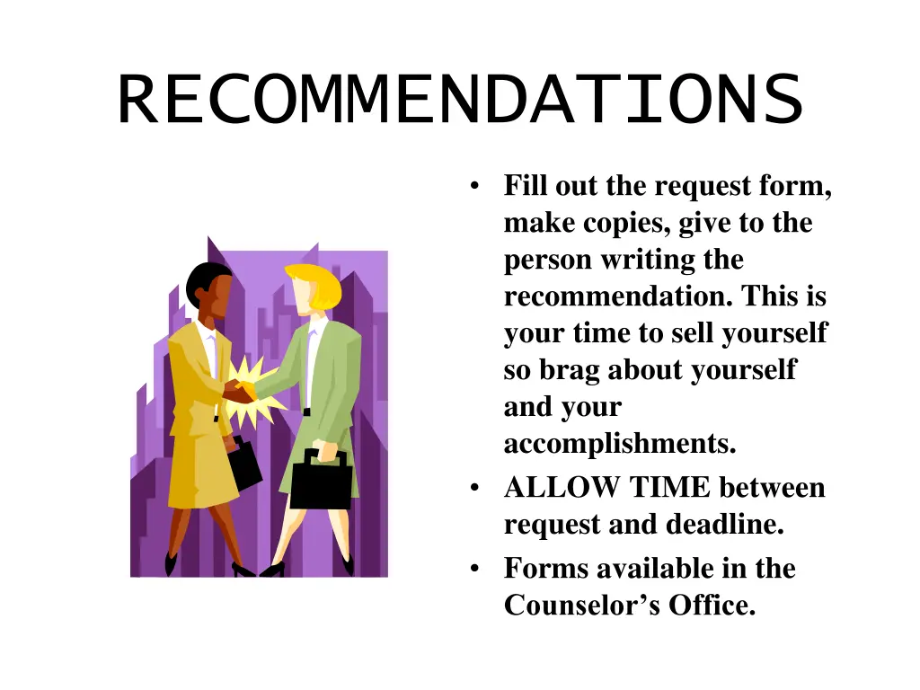 recommendations
