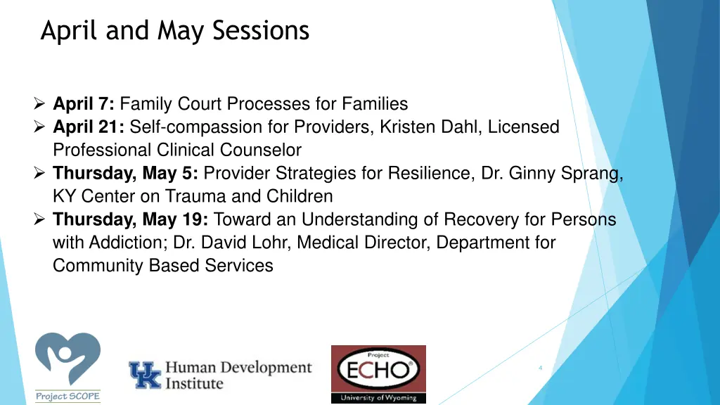 april and may sessions