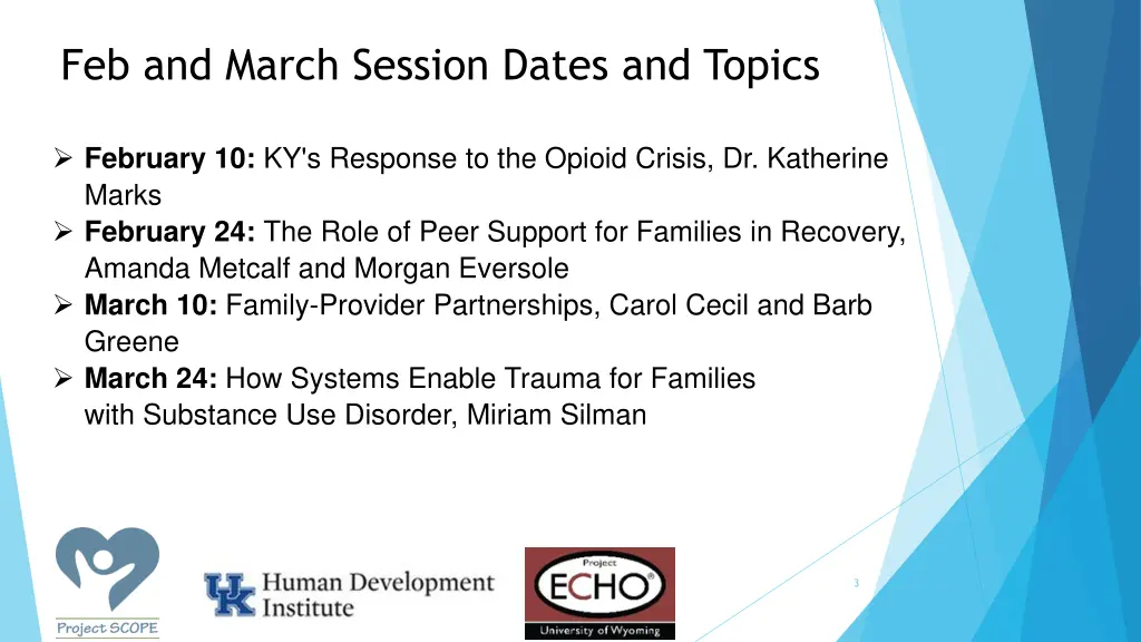 feb and march session dates and topics