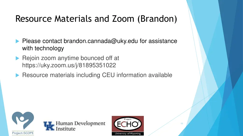 resource materials and zoom brandon