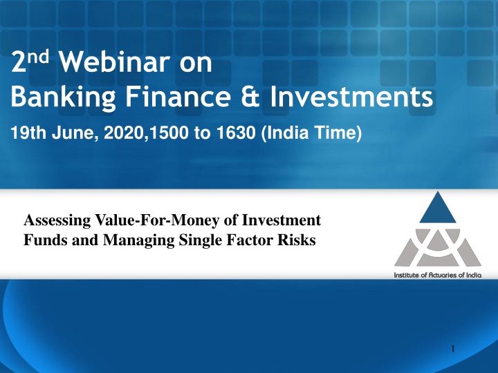 2 nd webinar on banking finance investments