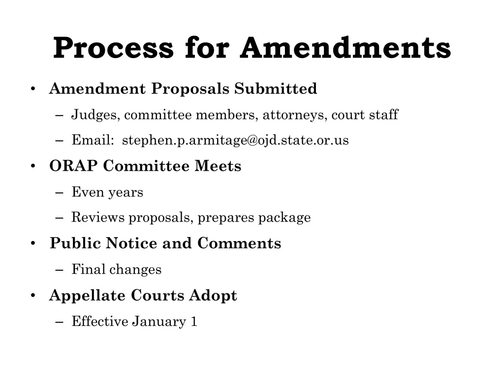process for amendments