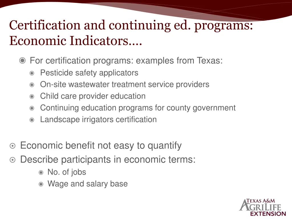 certification and continuing ed programs economic