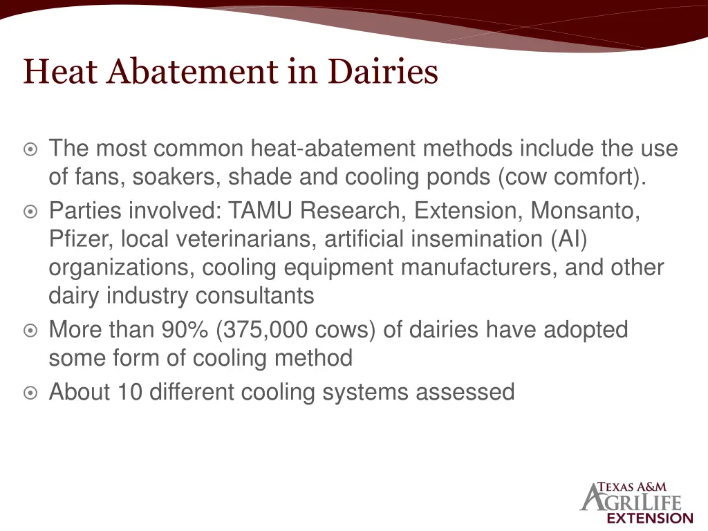 heat abatement in dairies