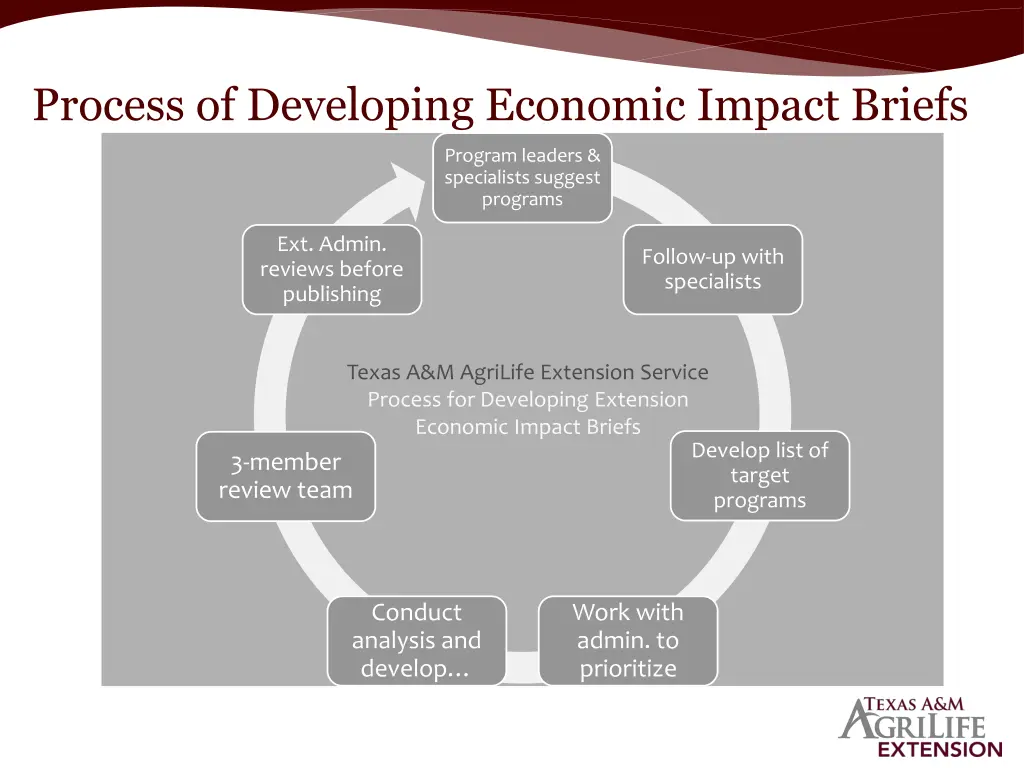 process of developing economic impact briefs