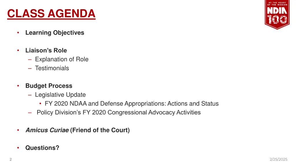 class agenda