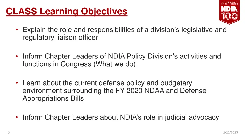 class learning objectives