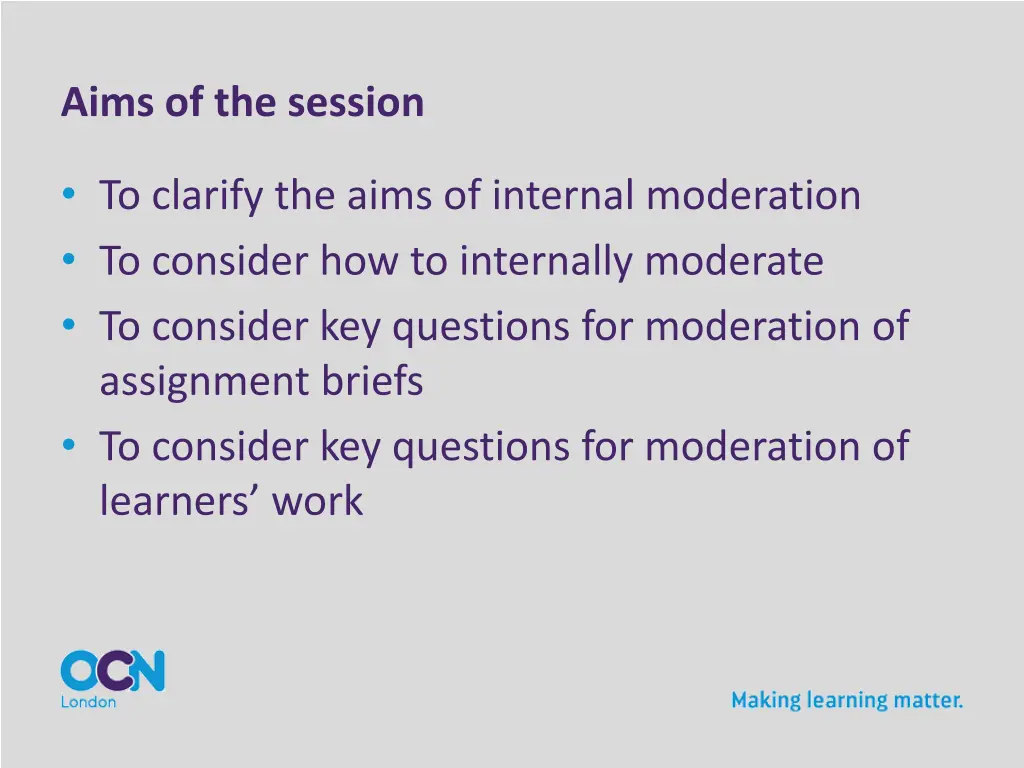 aims of the session
