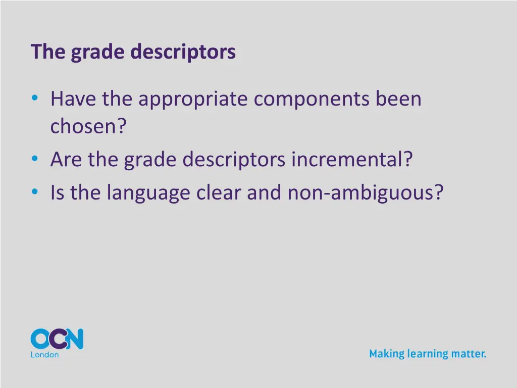 the grade descriptors