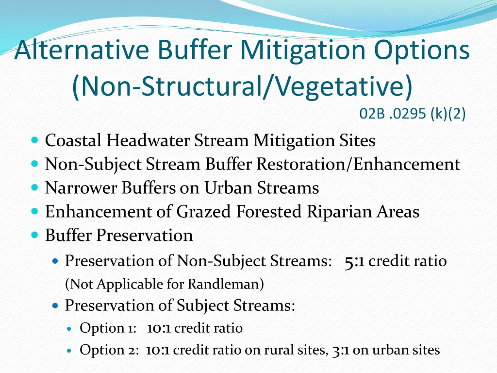 alternative buffer mitigation options