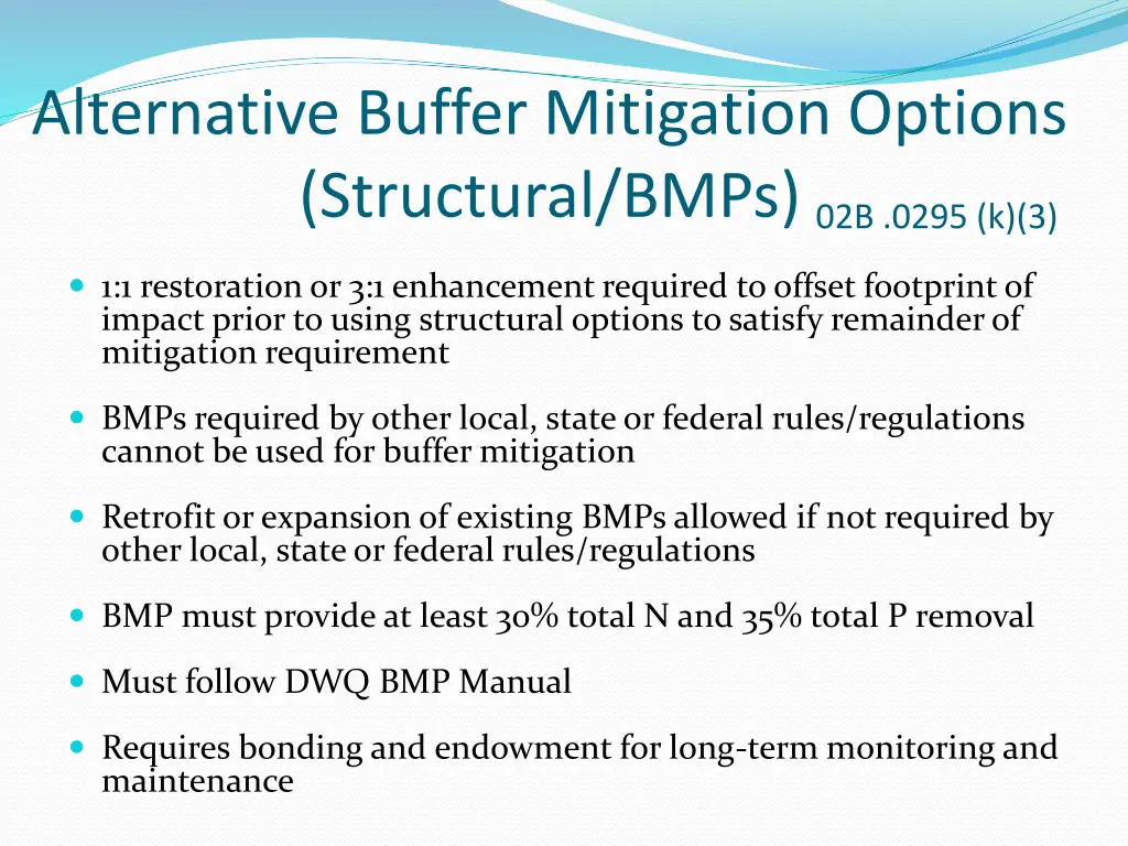 alternative buffer mitigation options structural