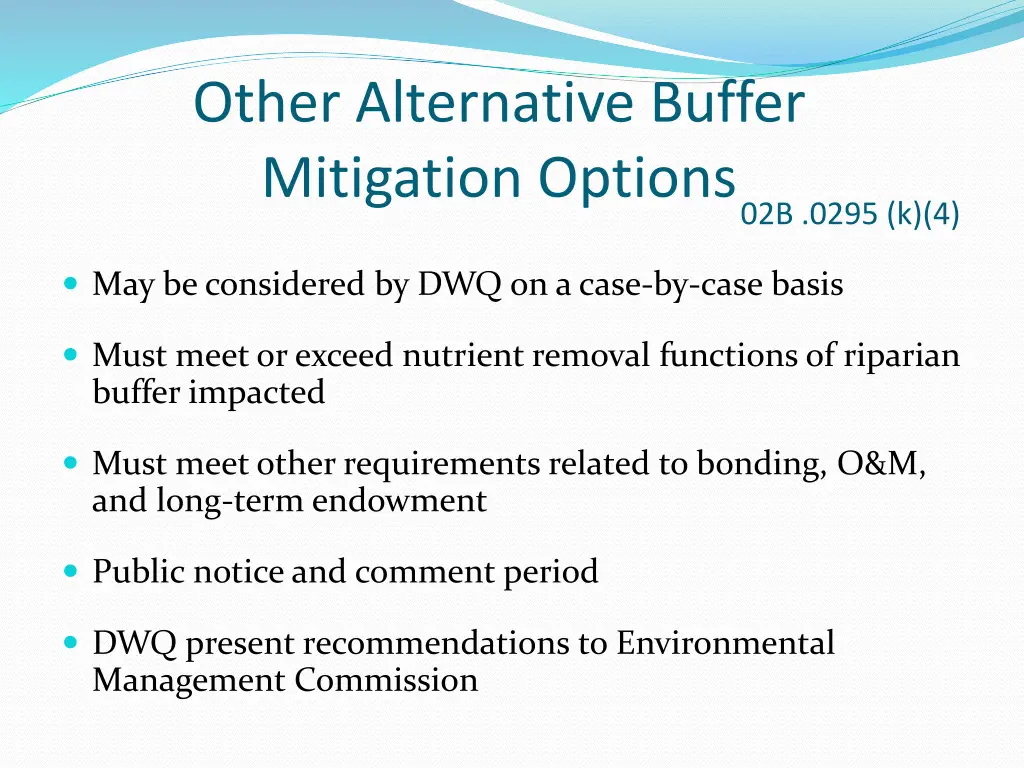 other alternative buffer mitigation options