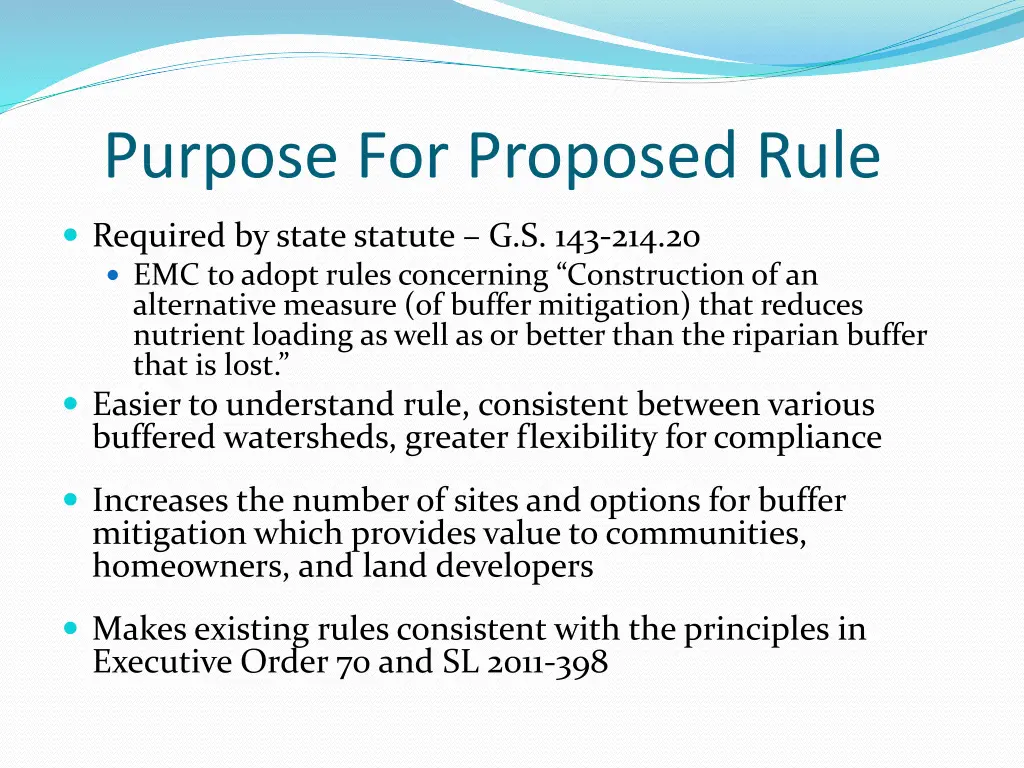 purpose for proposed rule