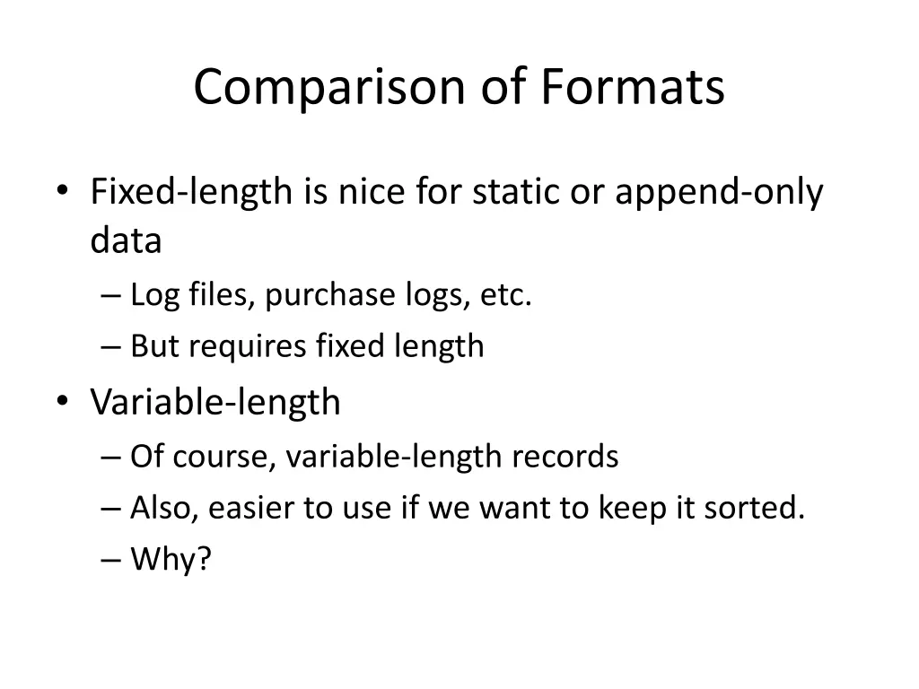 comparison of formats