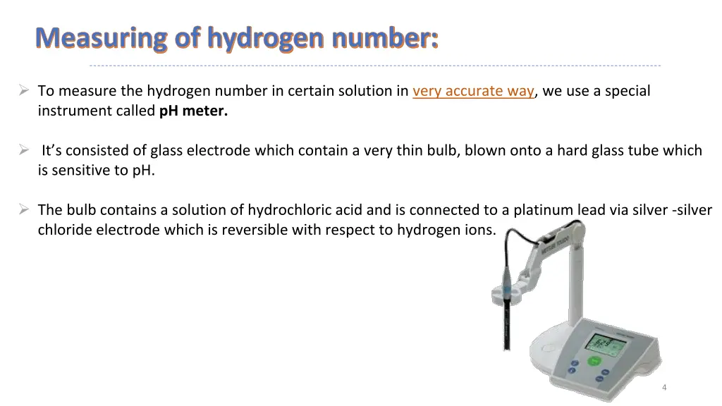 measuring of hydrogen number
