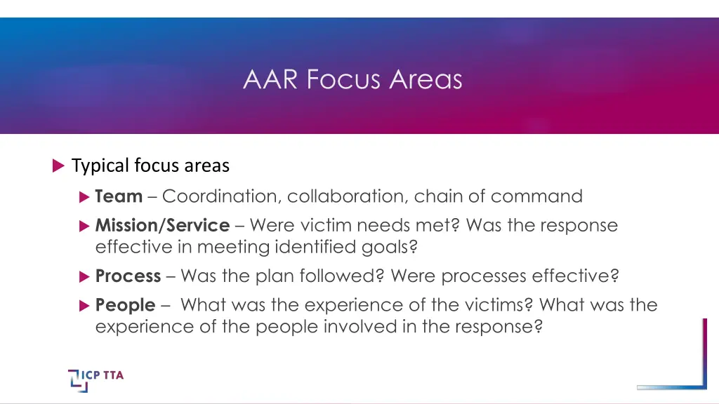 aar focus areas