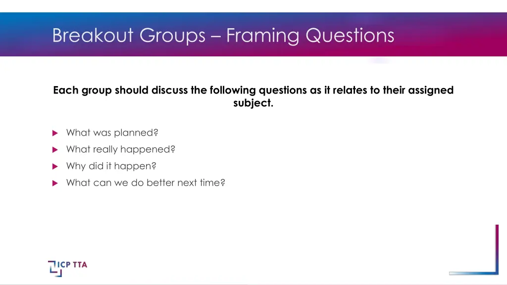 breakout groups framing questions