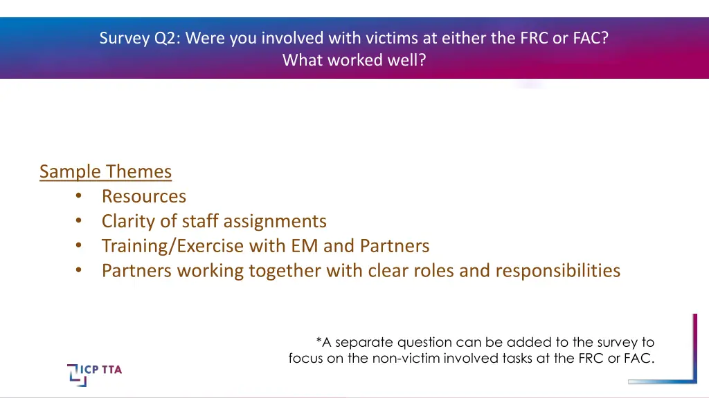 survey q2 were you involved with victims