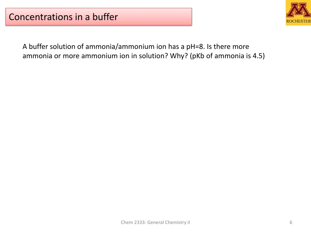 concentrations in a buffer